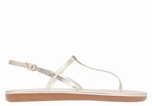 Women Ancient Greek Sandals Lito Flip Flop Back-Strap Sandals Gold White | LDY486DT