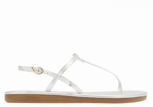 Women Ancient Greek Sandals Lito Flip Flop Back-Strap Sandals Silver | FHQ2275BU