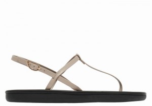 Women Ancient Greek Sandals Lito Flip Flop Back-Strap Sandals Grey Brown | YPH3625AR