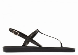 Women Ancient Greek Sandals Lito Flip Flop Back-Strap Sandals Black | IBZ2182PT