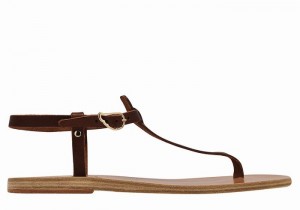 Women Ancient Greek Sandals Lito Flip Flop Leather Back-Strap Sandals Coffee | SKS4630QP