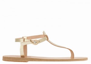 Women Ancient Greek Sandals Lito Flip Flop Leather Back-Strap Sandals Gold White | PMP1257HL