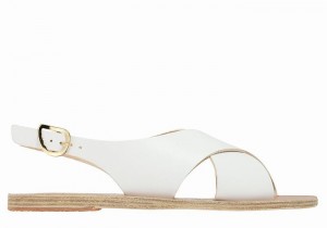 Women Ancient Greek Sandals Maria Leather Casual Sandals White | DFW1116TM