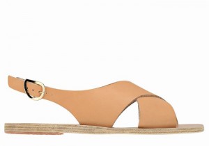 Women Ancient Greek Sandals Maria Leather Casual Sandals Beige | LUX5677HV