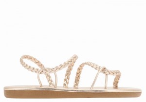 Women Ancient Greek Sandals Maya Braided Sandals Rose Gold | RDN6579ER