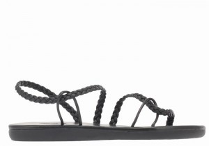 Women Ancient Greek Sandals Maya Braided Sandals Black | FGF3888CO