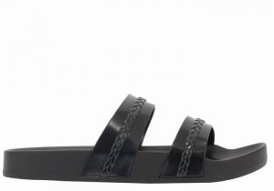 Women Ancient Greek Sandals Meli Slide Sandals Black | WYI8172KE