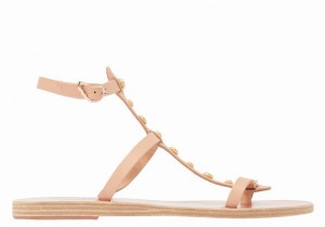 Women Ancient Greek Sandals Meliti Bee Ankle Strap Sandals Beige | BAJ8887XH