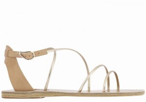 Women Ancient Greek Sandals Meloivia Ankle Strap Sandals Beige Gold White | TTD7383RB