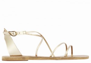 Women Ancient Greek Sandals Meloivia Ankle Strap Sandals Gold White | VOM6646DH