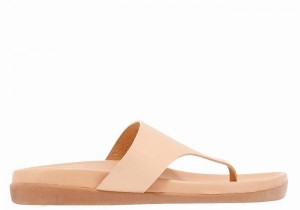 Women Ancient Greek Sandals Mera Footbed Flip Flops Beige | NKW858DS