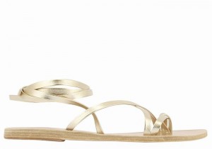 Women Ancient Greek Sandals Morfi Leather Gladiator Sandals Gold White | DZZ7063JQ