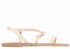 Women Ancient Greek Sandals Niove Leather Back-Strap Sandals White | LON4722HL