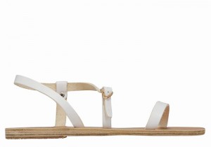 Women Ancient Greek Sandals Niove Leather Back-Strap Sandals White | XQH764XW