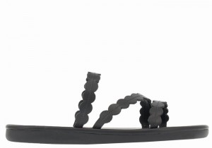 Women Ancient Greek Sandals Oceanis Slide Sandals Black | ZOT686FC