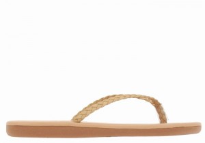 Women Ancient Greek Sandals Plage Flip Flop Braided Sandals Beige | WZE167DD