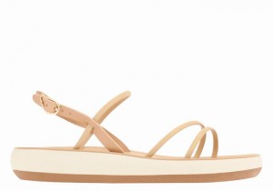 Women Ancient Greek Sandals Polis Back-Strap Sandals Beige | XVI3441HY