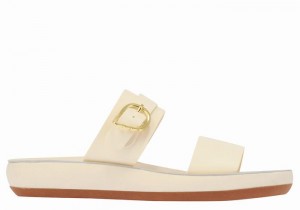 Women Ancient Greek Sandals Preveza Comfort Slide Sandals White | HSC8573CZ