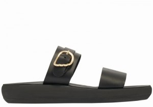 Women Ancient Greek Sandals Preveza Comfort Slide Sandals Black | IMJ7112EL