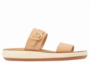 Women Ancient Greek Sandals Preveza Comfort Slide Sandals Beige | YDD4096YH