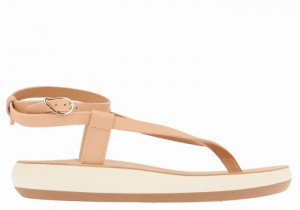 Women Ancient Greek Sandals Salomi Comfort Ankle Strap Sandals Beige | PKD912XY