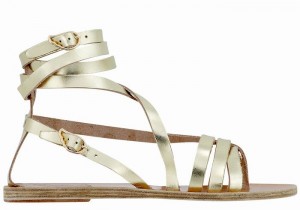 Women Ancient Greek Sandals Satira Leather Gladiator Sandals Gold White | OIA6316NC