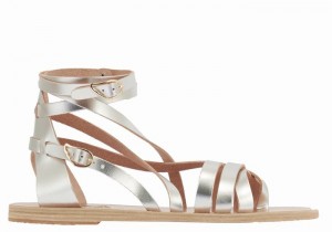 Women Ancient Greek Sandals Satira Leather Gladiator Sandals Silver | HFV9722IR