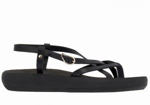 Women Ancient Greek Sandals Semele Comfort Back-Strap Sandals Black | MVX1213AJ