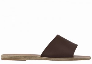 Women Ancient Greek Sandals Taygete Slide Sandals Coffee | VIF675NA