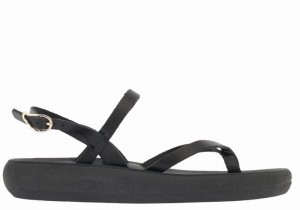 Women Ancient Greek Sandals Tereza Comfort Back-Strap Sandals Black | CFV4695KZ