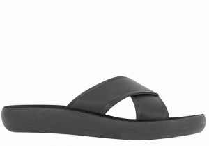 Women Ancient Greek Sandals Thais Comfort Slide Sandals Black | LSV385ZZ