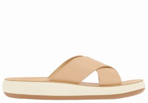 Women Ancient Greek Sandals Thais Comfort Slide Sandals Beige | GLD3427SK