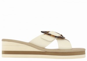 Women Ancient Greek Sandals Thais Rainbow Wedge Sandals White Beige | MCI527MM