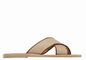 Women Ancient Greek Sandals Thais Slide Sandals Beige Brown | KNZ9195GU