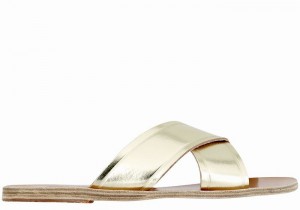 Women Ancient Greek Sandals Thais Slide Sandals Gold White | KIT179TZ