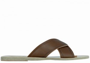 Women Ancient Greek Sandals Thais Slide Sandals Dark Brown | MUD574WG