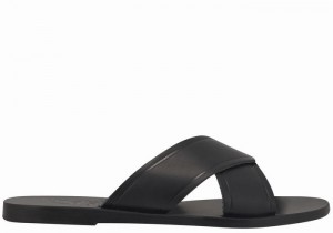 Women Ancient Greek Sandals Thais Slide Sandals Black | OPV664FP