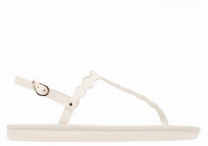 Women Ancient Greek Sandals Velos Flip Flop Back-Strap Sandals White | YMC1021KW