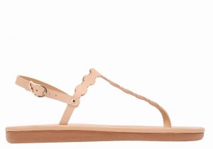 Women Ancient Greek Sandals Velos Flip Flop Back-Strap Sandals Beige | NOD6418HI