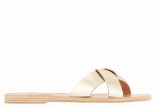 Women Ancient Greek Sandals Whitney Slide Sandals Gold White | NSN7949II