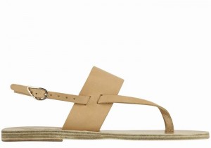 Women Ancient Greek Sandals Zoe Flip Flop Leather Back-Strap Sandals Beige | RED2664NG