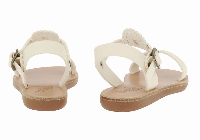 Kids' Ancient Greek Sandals Little Amber Soft Flat Sandals White | PUI6016FA