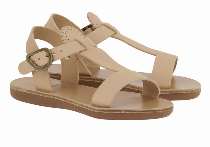 Kids' Ancient Greek Sandals Little Amber Soft Flat Sandals Beige | KMQ6329KQ