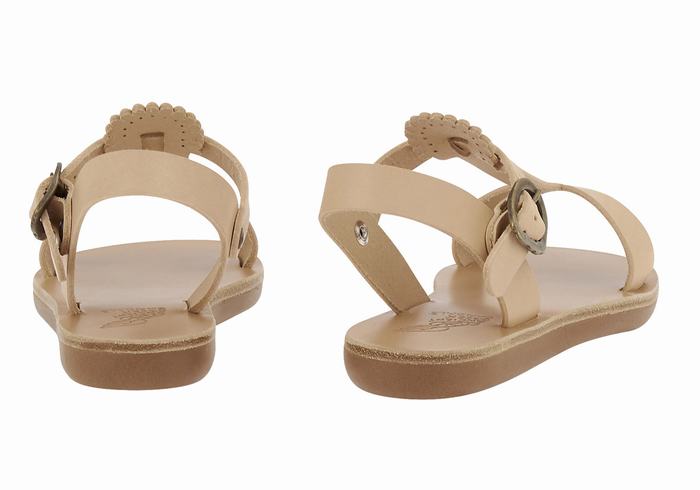 Kids' Ancient Greek Sandals Little Amber Soft Flat Sandals Beige | KMQ6329KQ