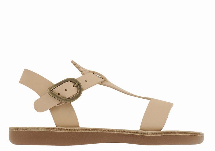 Kids\' Ancient Greek Sandals Little Amber Soft Flat Sandals Beige | KMQ6329KQ