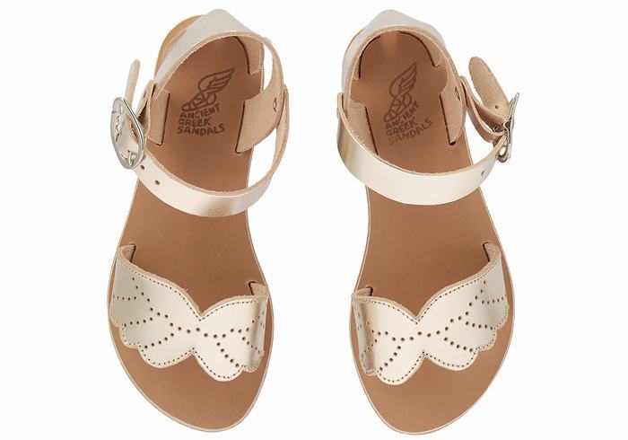 Kids' Ancient Greek Sandals Little Andromeda Soft Casual Sandals Gold White | CQK8389IS