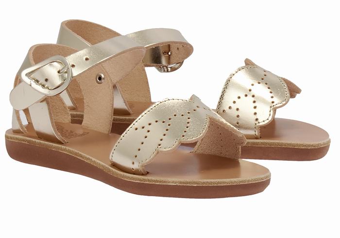 Kids' Ancient Greek Sandals Little Andromeda Soft Casual Sandals Gold White | CQK8389IS