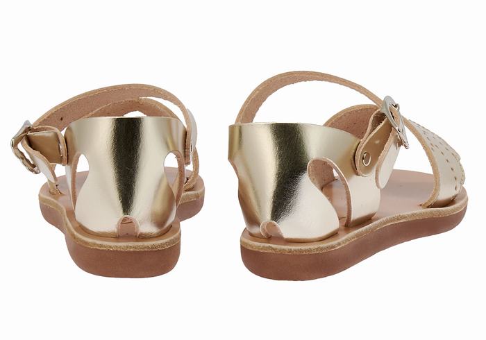 Kids' Ancient Greek Sandals Little Andromeda Soft Casual Sandals Gold White | CQK8389IS