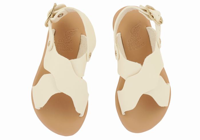 Kids' Ancient Greek Sandals Little Atokos Soft Casual Sandals White | CBZ2251OK