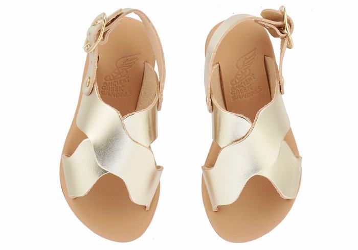 Kids' Ancient Greek Sandals Little Atokos Soft Casual Sandals Gold White | ZOT2914TL